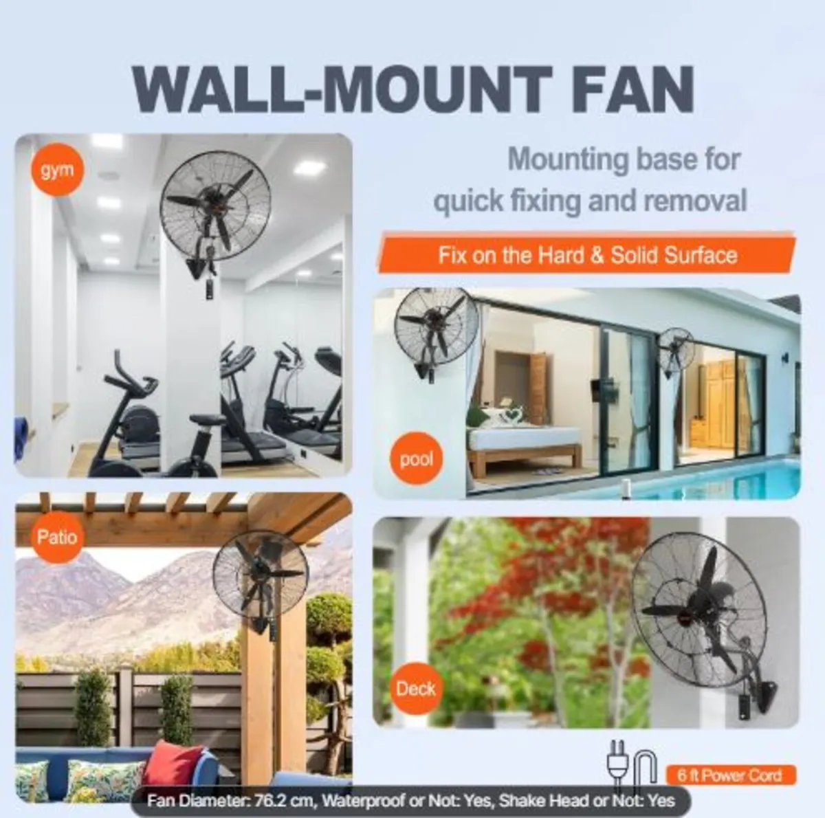 Mist Fan, 29.5 inch Waterproof Industrial Fan, 3 - Image 3