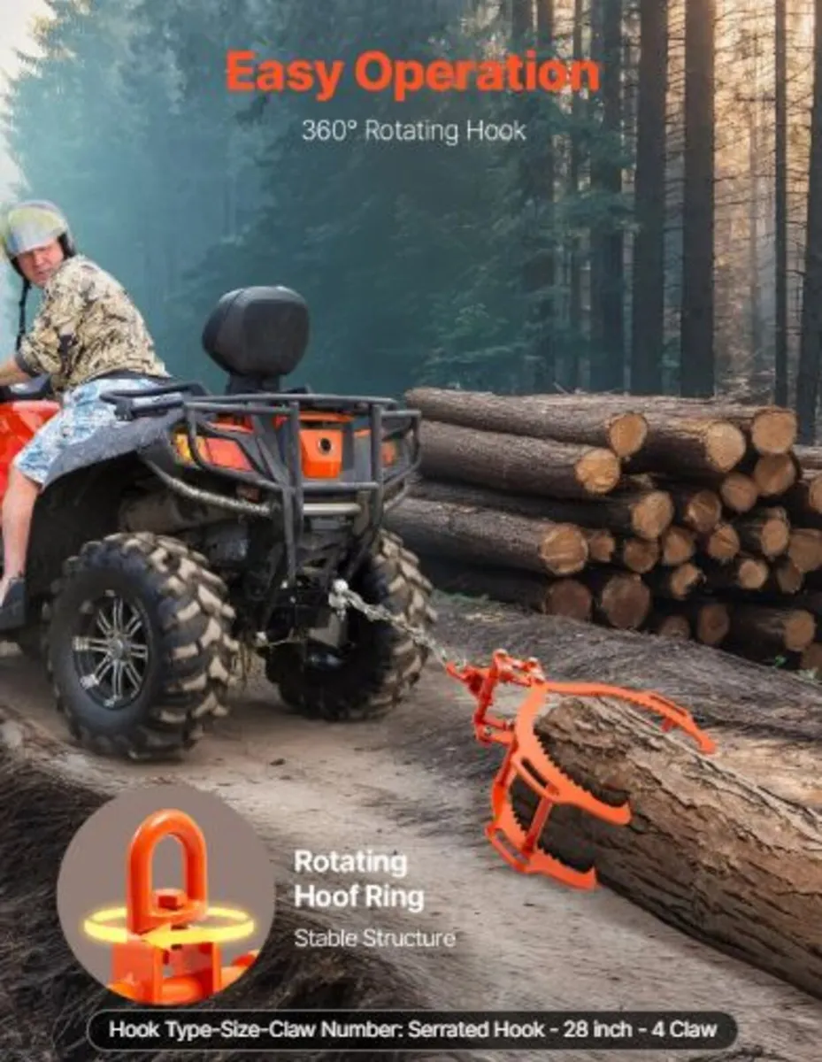 28in Log Lifting Tongs,4-Claw Log Tongs,Heavy Duty - Image 2