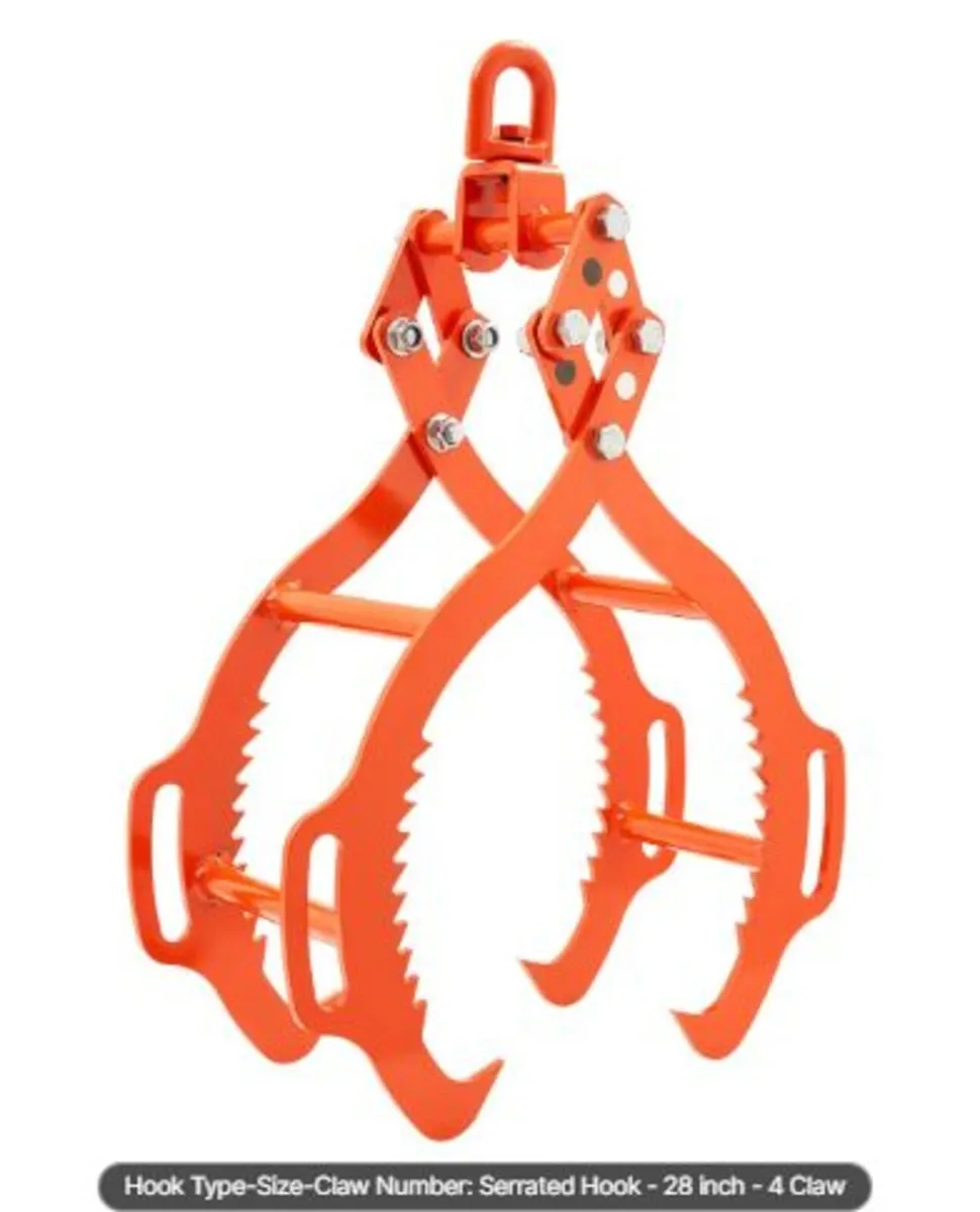 28in Log Lifting Tongs,4-Claw Log Tongs,Heavy Duty - Image 1