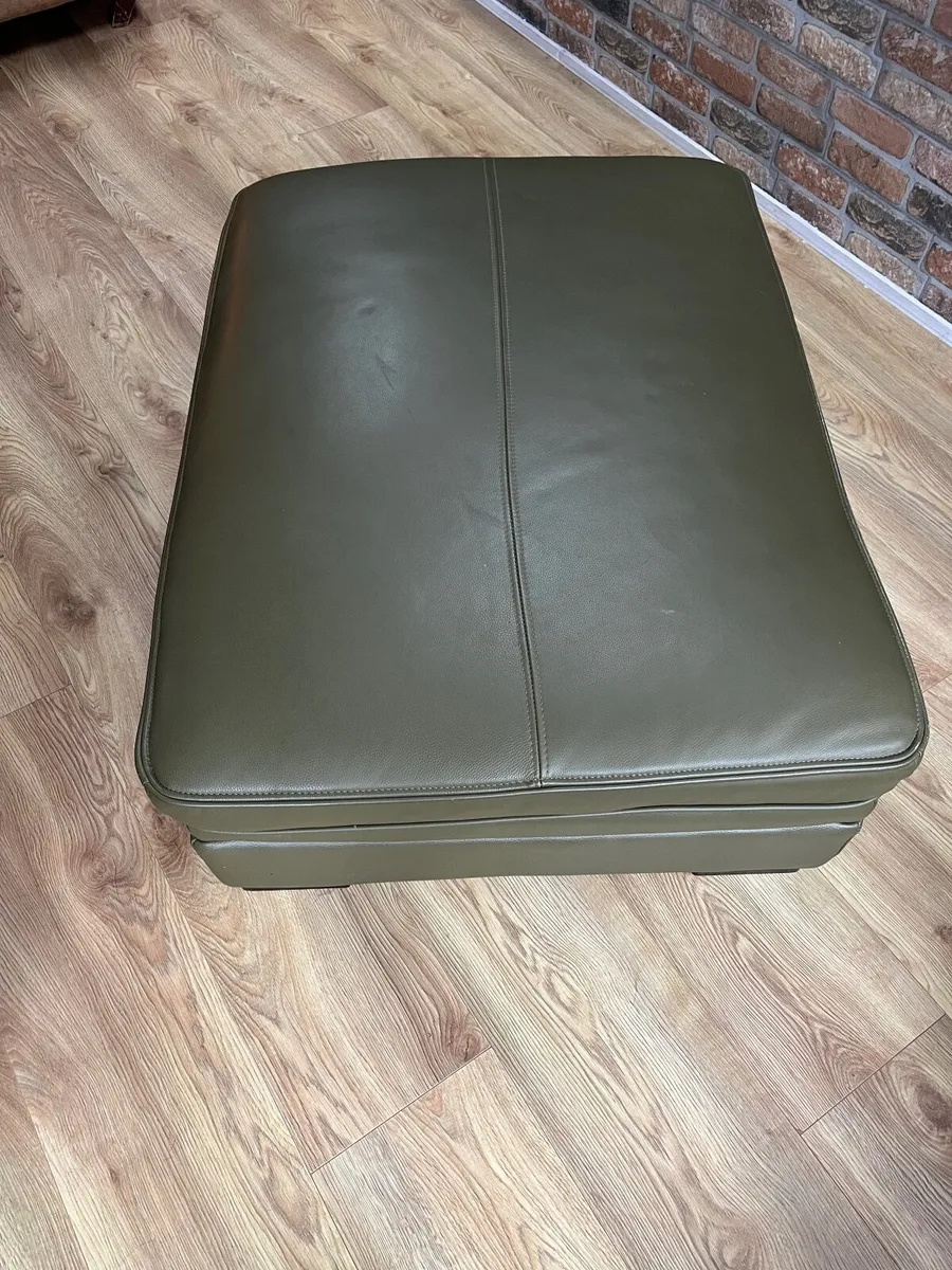 Leather footstool - Image 2