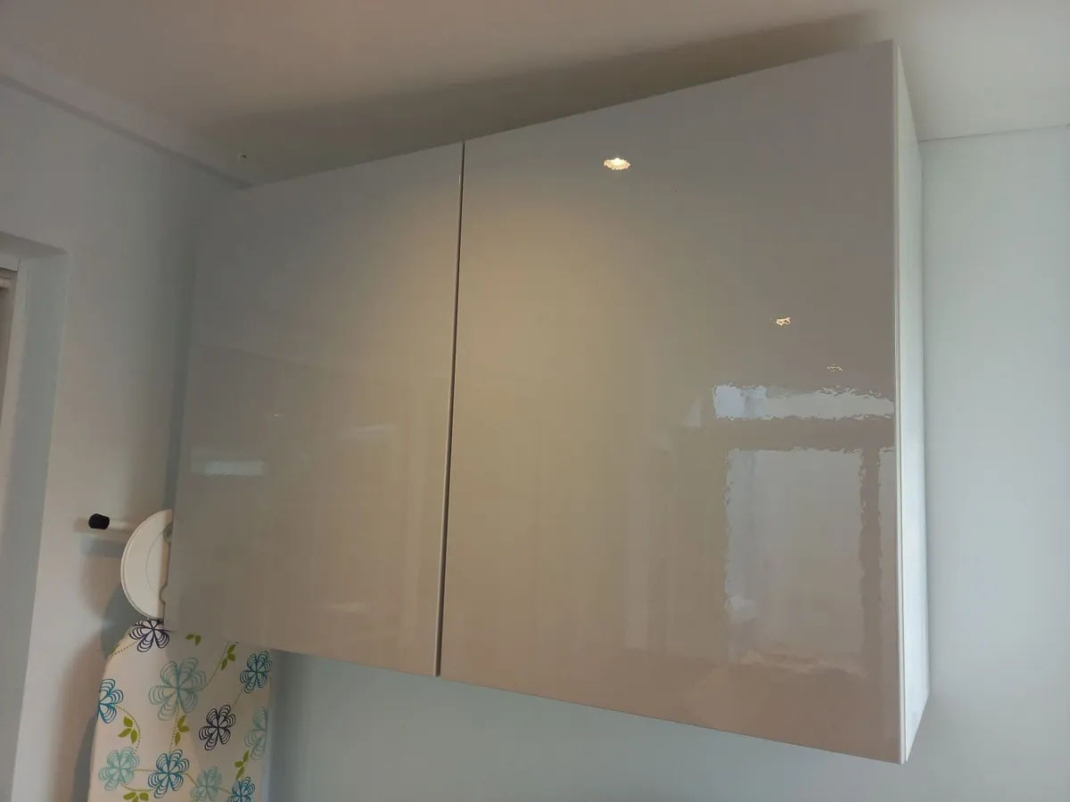 Two Grey Ikea Metod Wall Cabinets with Shelves - Image 1