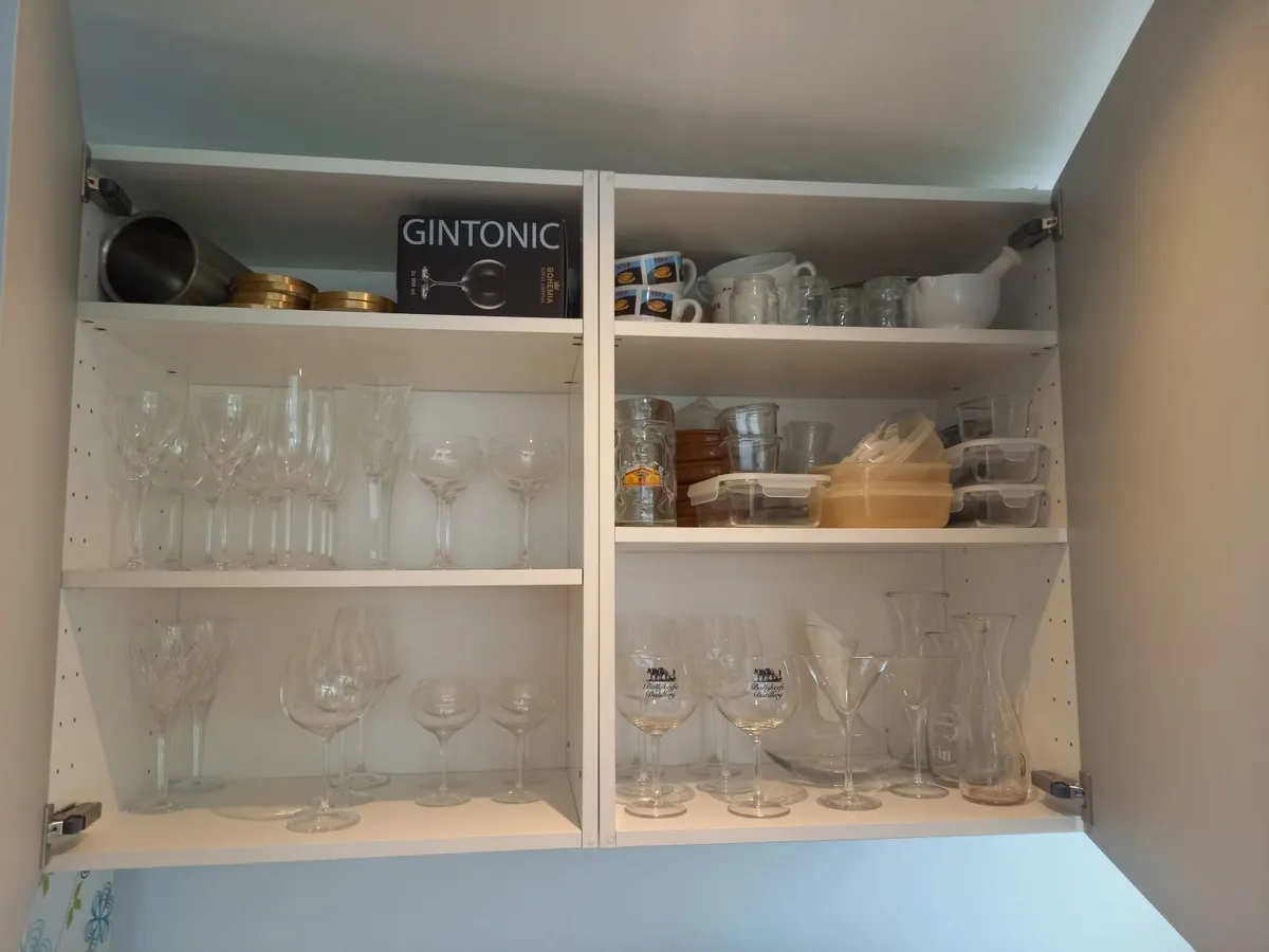 Two Grey Ikea Metod Wall Cabinets with Shelves - Image 4