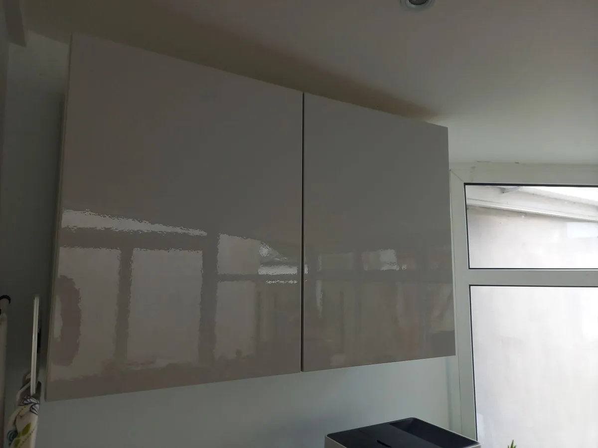 Two Grey Ikea Metod Wall Cabinets with Shelves - Image 2