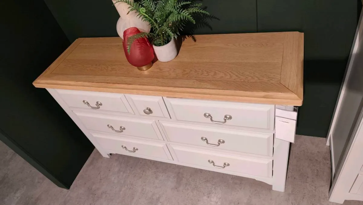 Ez Living Solid Oak Wide 7 Drawer Chest, Brand New - Image 2