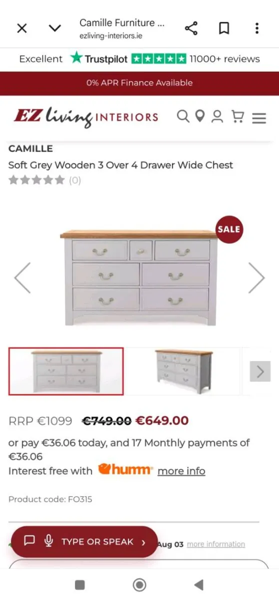 Ez Living Solid Oak Wide 7 Drawer Chest, Brand New - Image 4