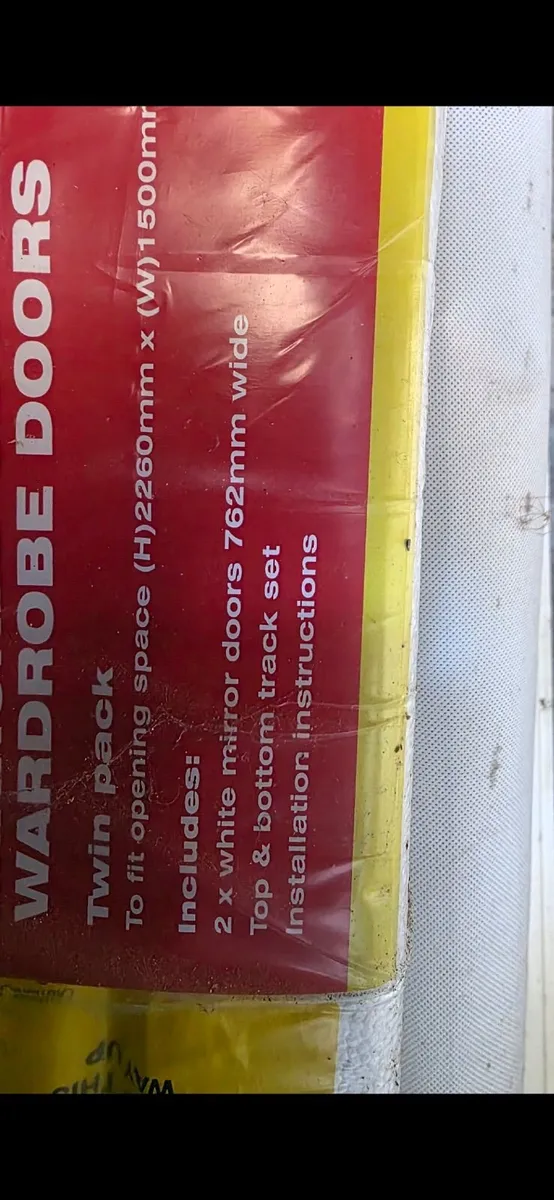 Set of  Mirror sliding double doors  ( white ) kit - Image 4