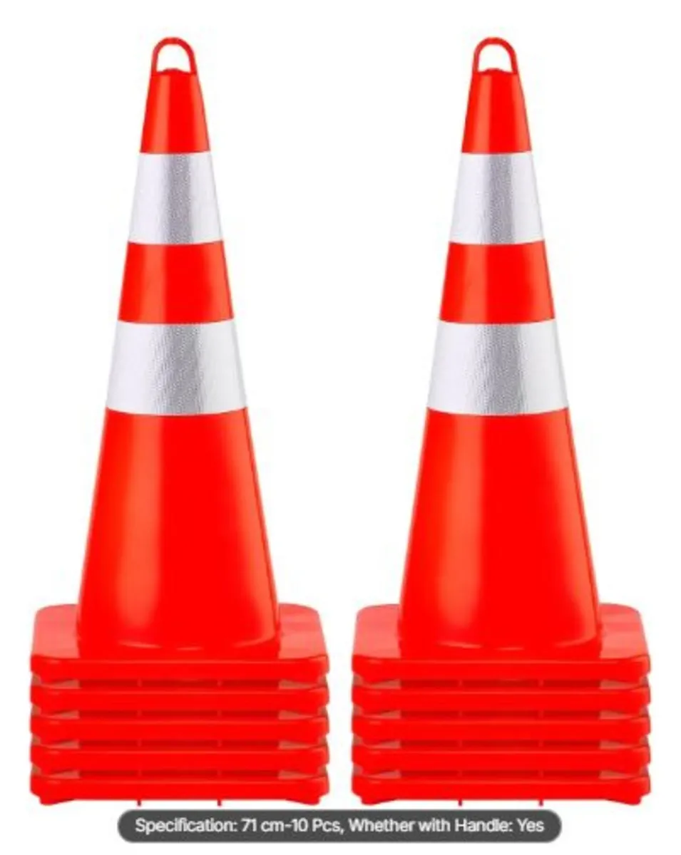 Safety Cones, 10PCS 28" Traffic Cones, PVC Orange - Image 1