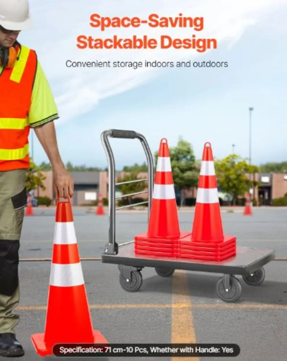 Safety Cones, 10PCS 28" Traffic Cones, PVC Orange - Image 2