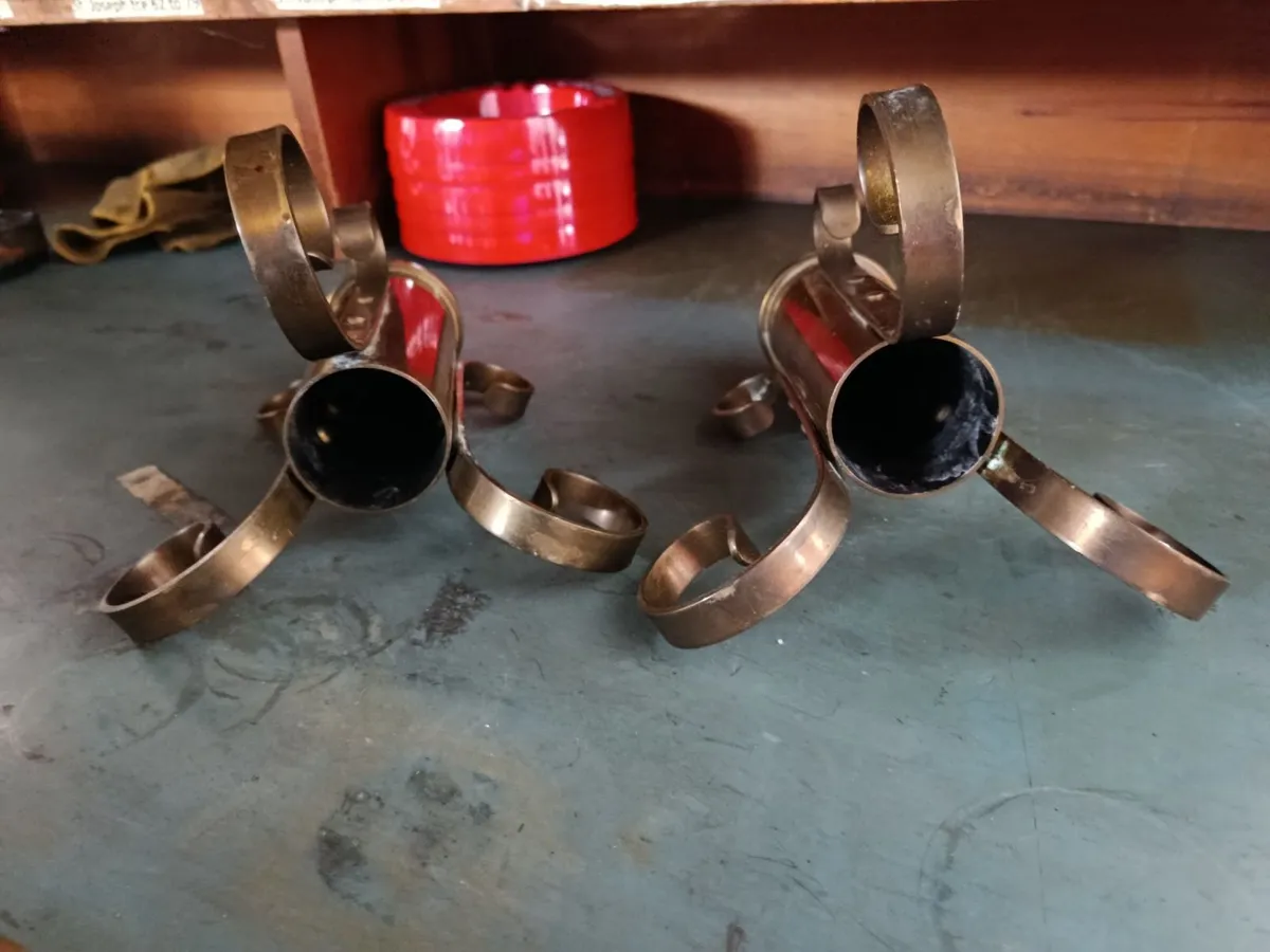 Pair of Brass Trench Art Candle Holders - Image 4