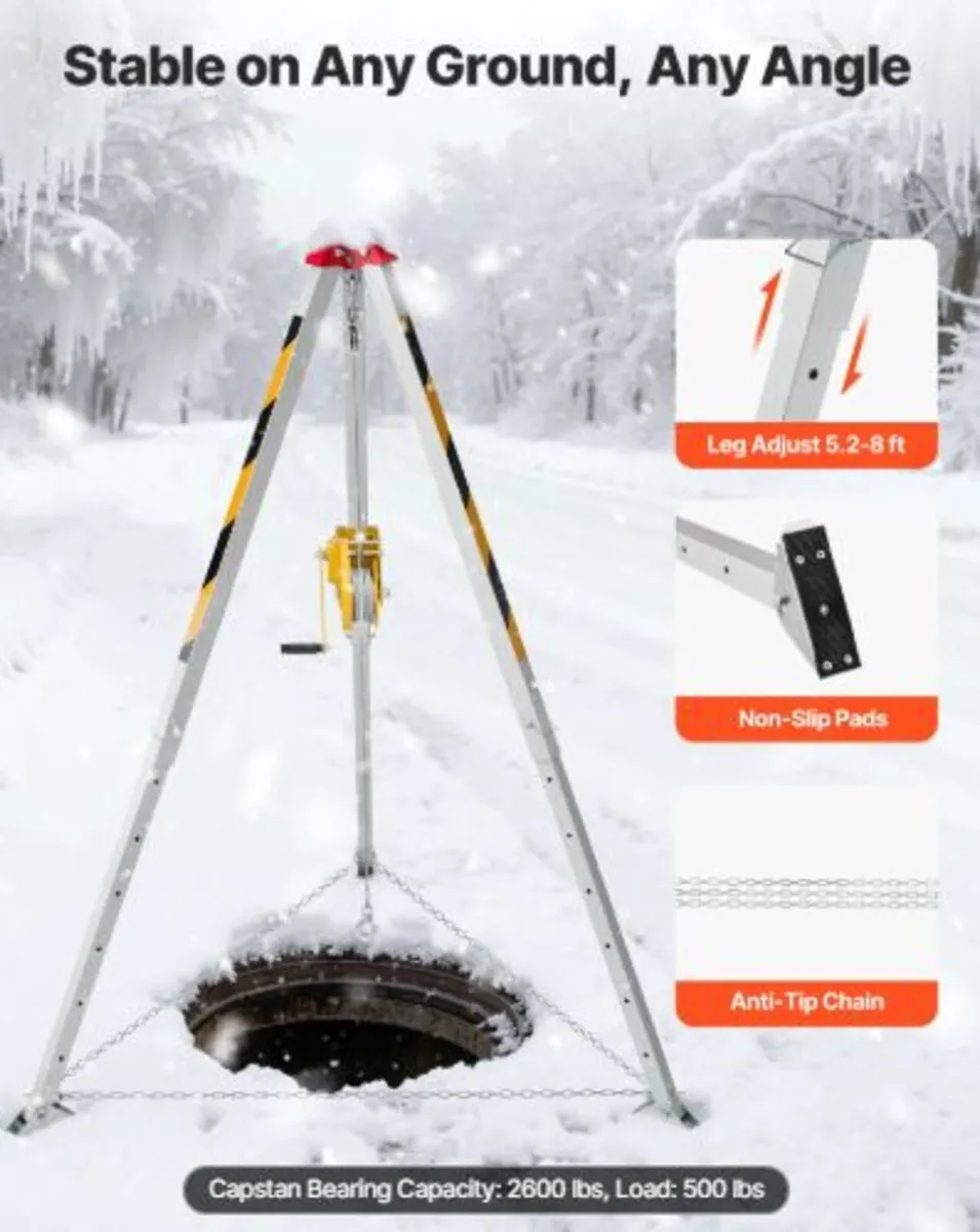 Confined Space Tripod Kit,Heavy Duty Rescue Tripo - Image 3