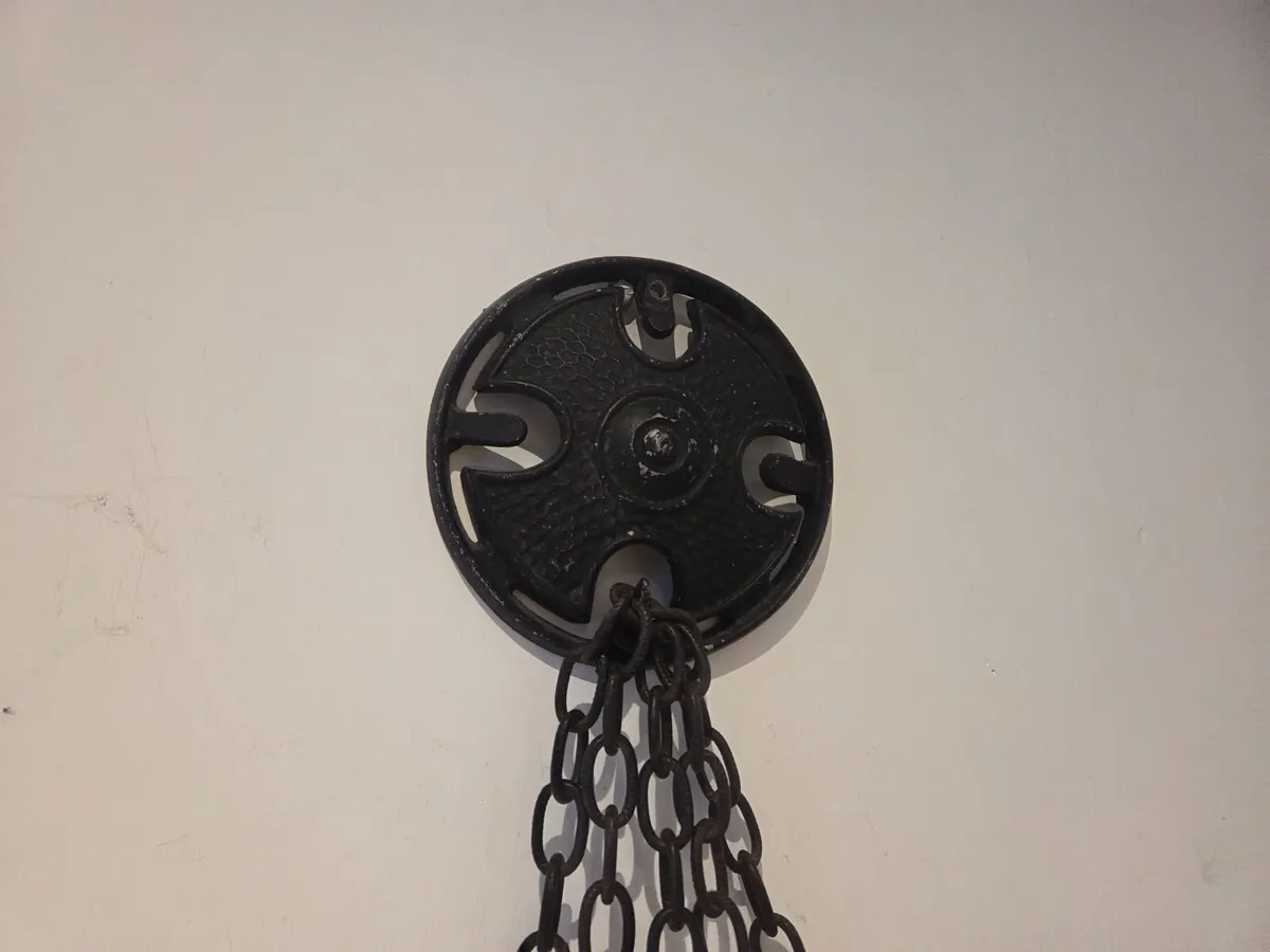 Vintage Wrought Iron Five-Light Hanging Candelabra - Image 2