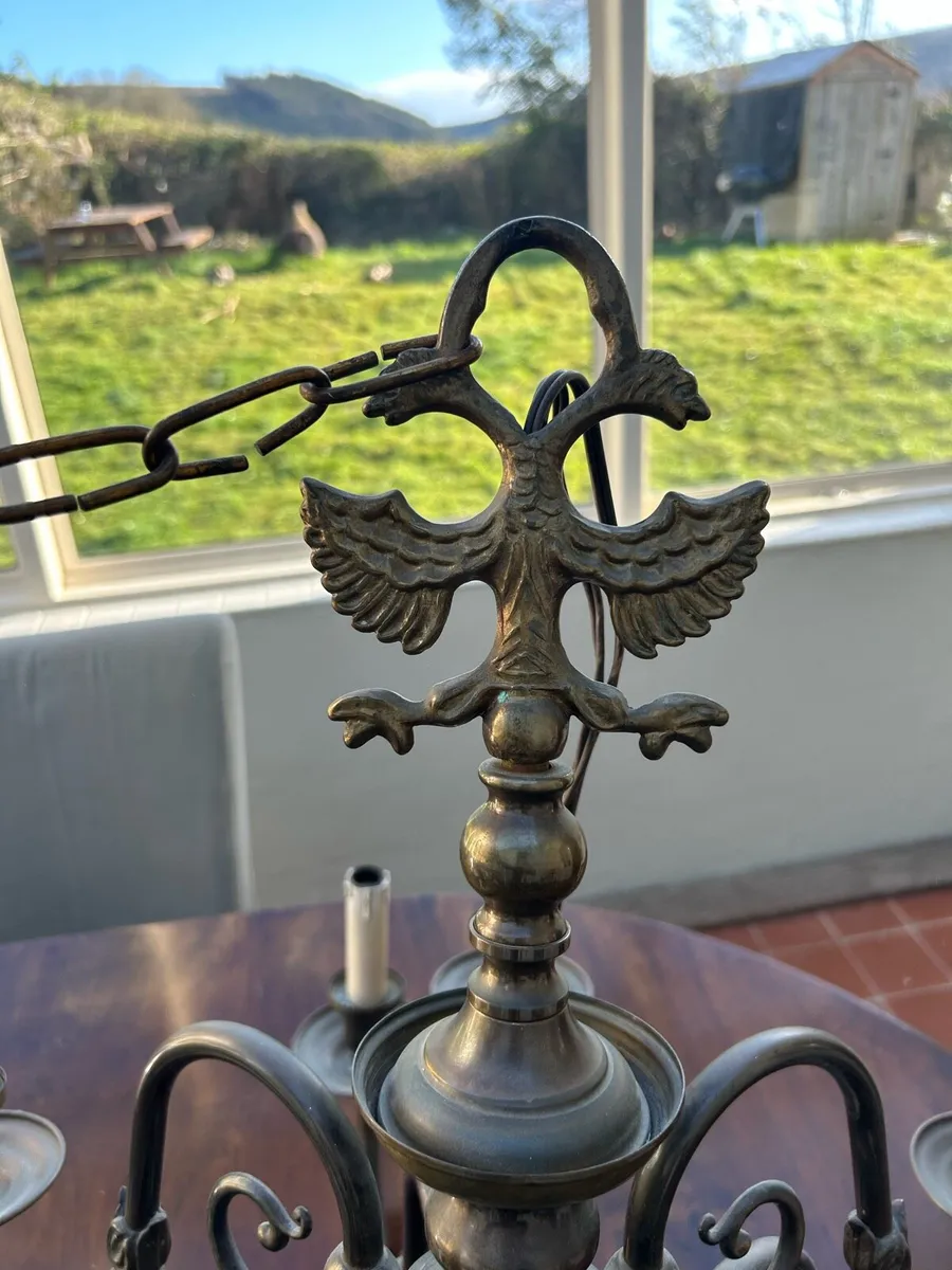Antique brass chandelier - Image 4