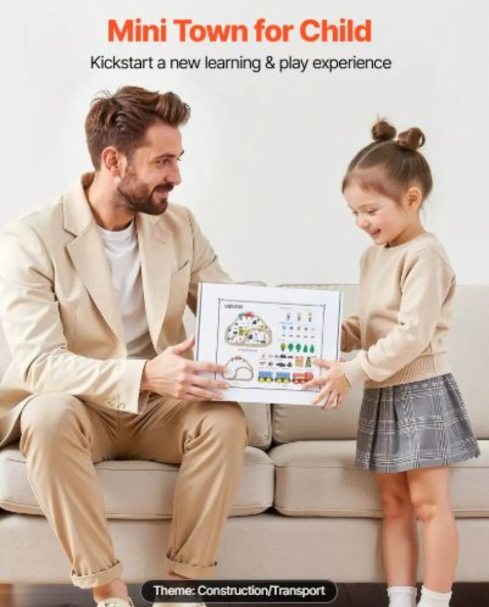 70PCS Wooden Train Set, with Magnetic Crane, Wood - Image 4