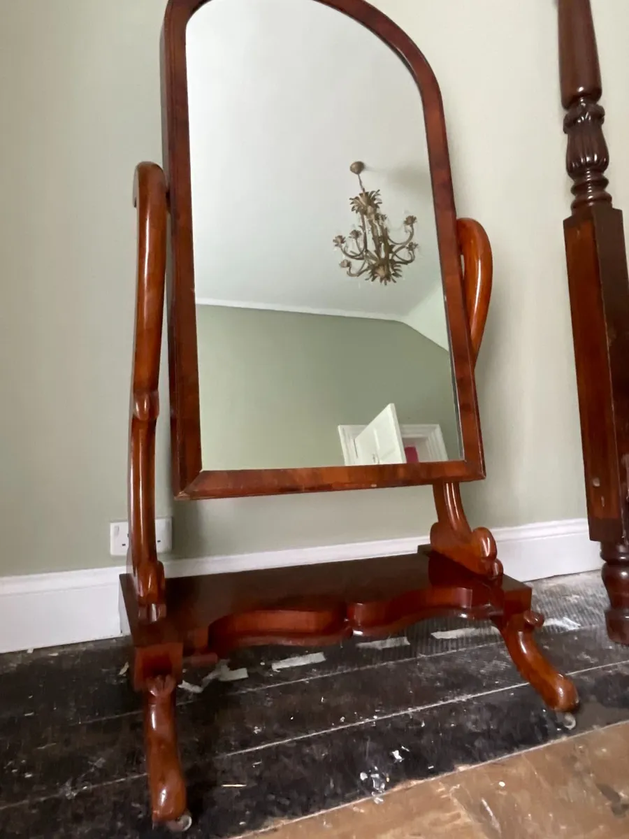 Vintage Mahogany Standing Mirror - Image 2