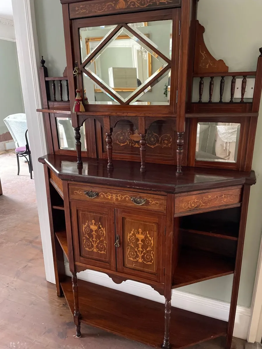 Antique Edwardian Inlaid Étagère / Display Cabinet - Image 1