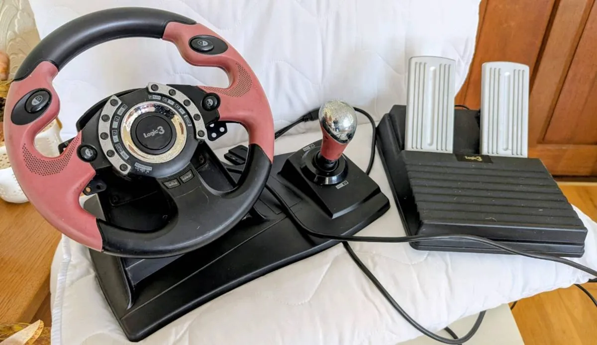 Playstation 1(yes one) driving wheel and peddles - Image 1