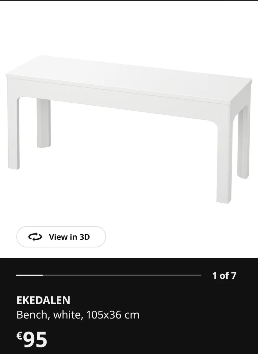 IKEA EKEDALEN Bench – White (105x36 cm) - Image 1