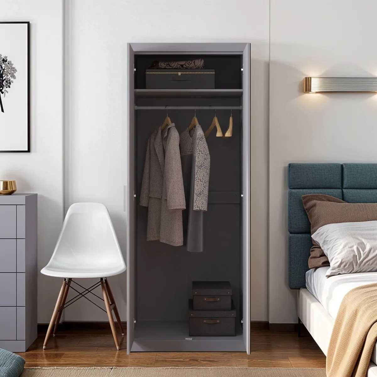 2 Door wardrobe with mirror - Image 4