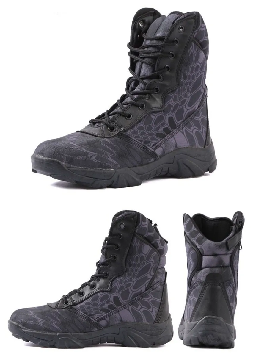 Camouflage Tactical Boots,Zipper Lace up - Image 3