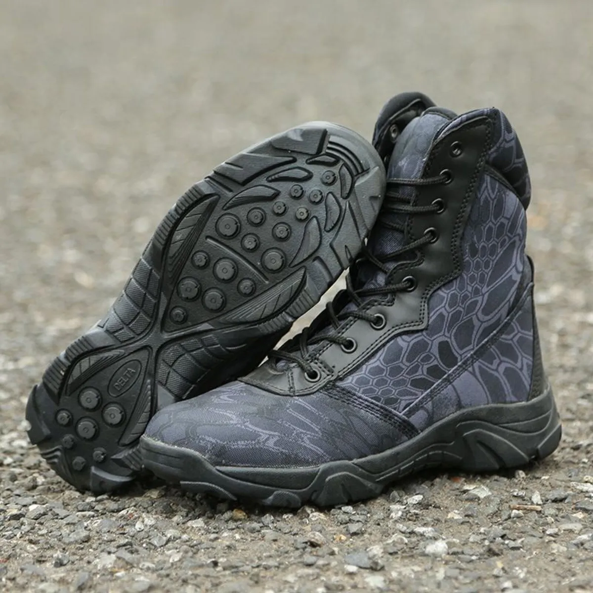 Camouflage Tactical Boots,Zipper Lace up - Image 1