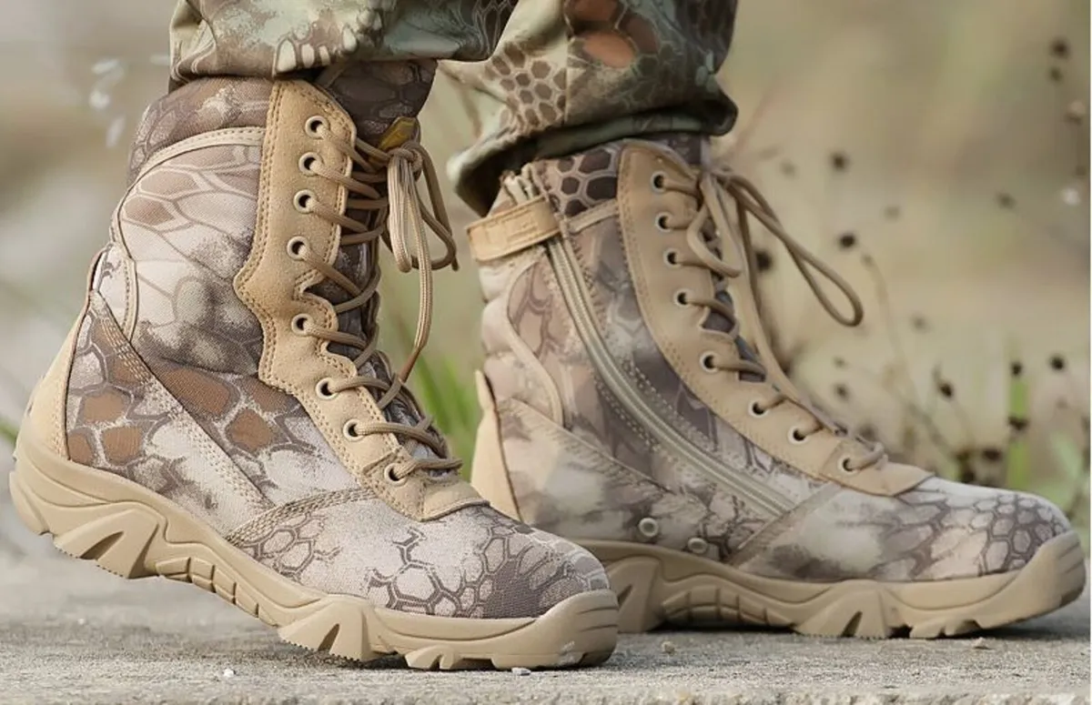 Camouflage Tactical Boots,Zipper Lace up - Image 1