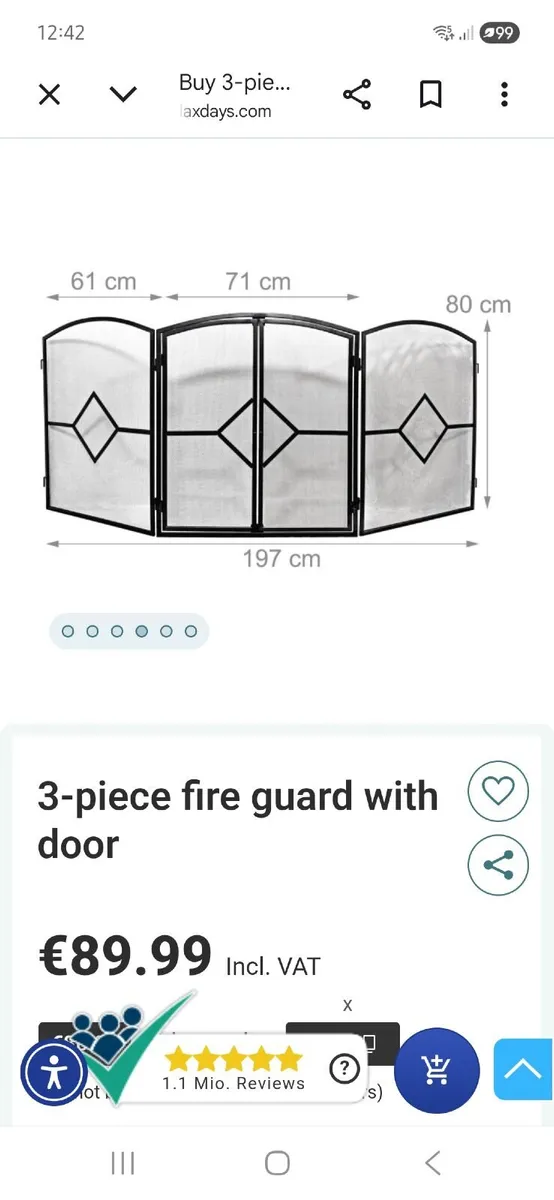 3 panel fire screen - Image 1