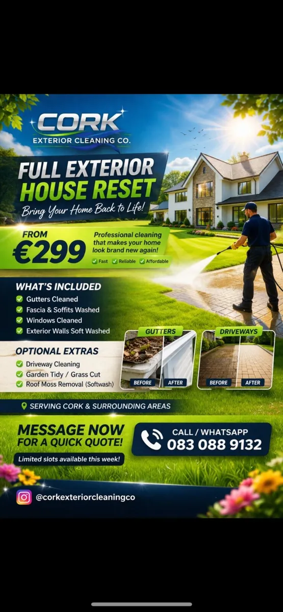 Exterior House Cleaning Cork - Gutters, softwash