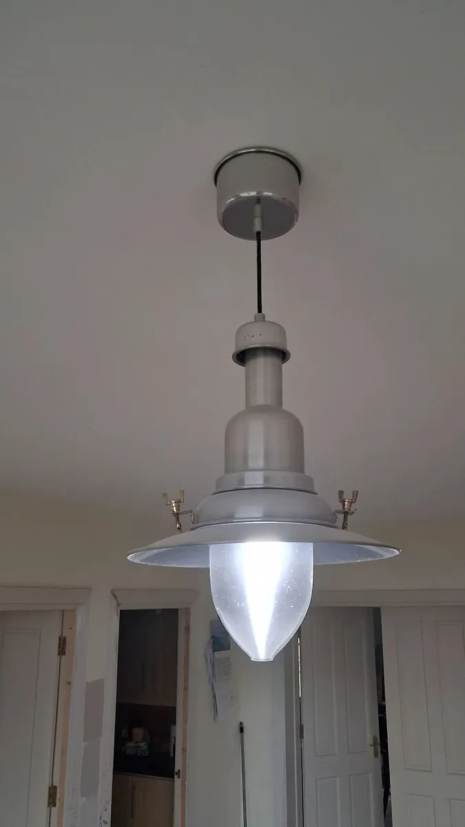 2 x large silver pendant lights - Image 2