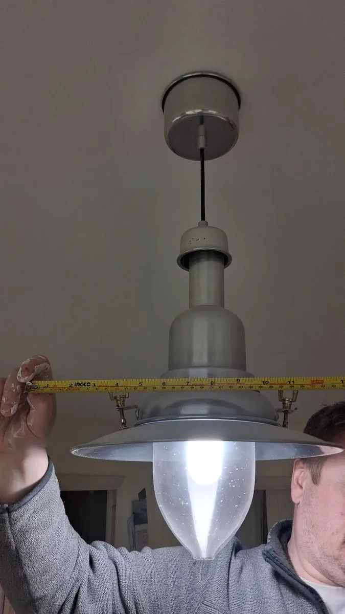 2 x large silver pendant lights - Image 4