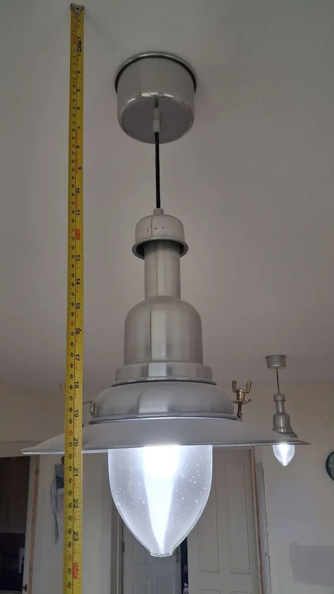 2 x large silver pendant lights - Image 3