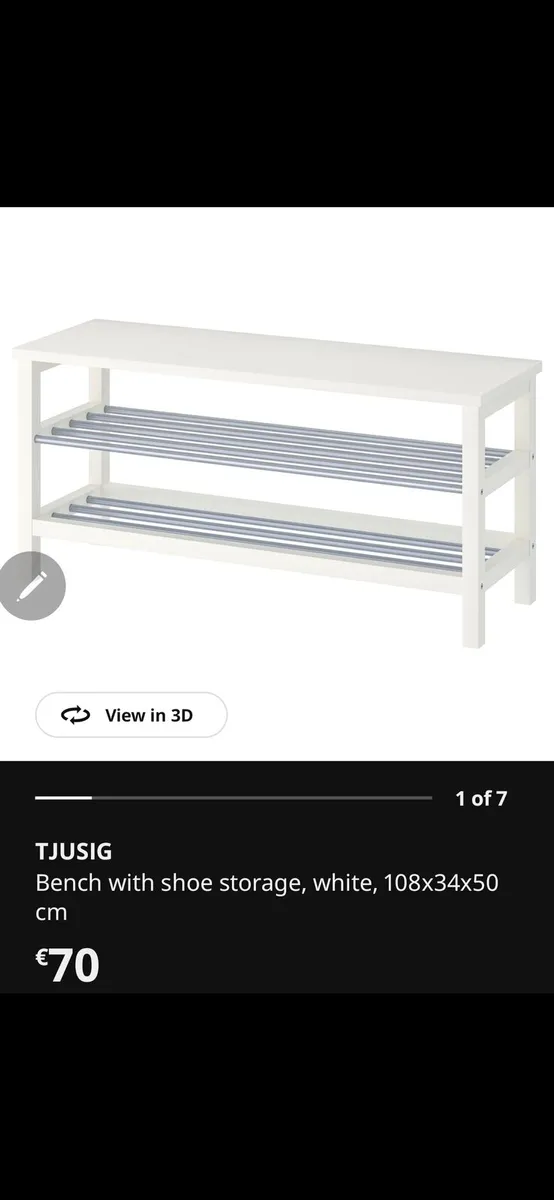 IKEA Shoe Rack/ Storage Bench – White (TJUSIG) - Image 1