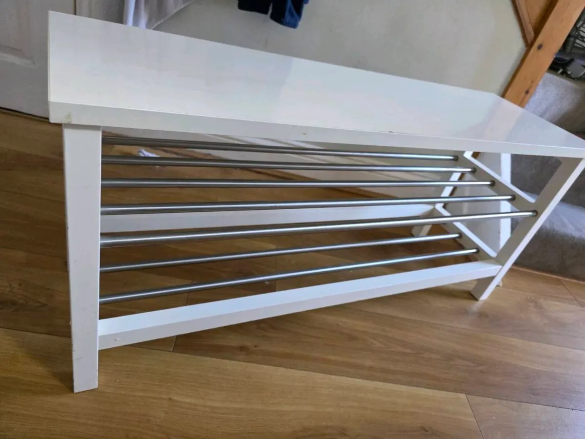 IKEA Shoe Rack/ Storage Bench – White (TJUSIG) - Image 3