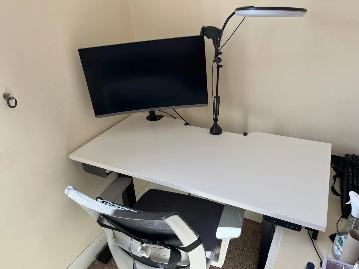 WFH Bundle - Sit Stand Desk, 27” Monitor, Chair - Image 1