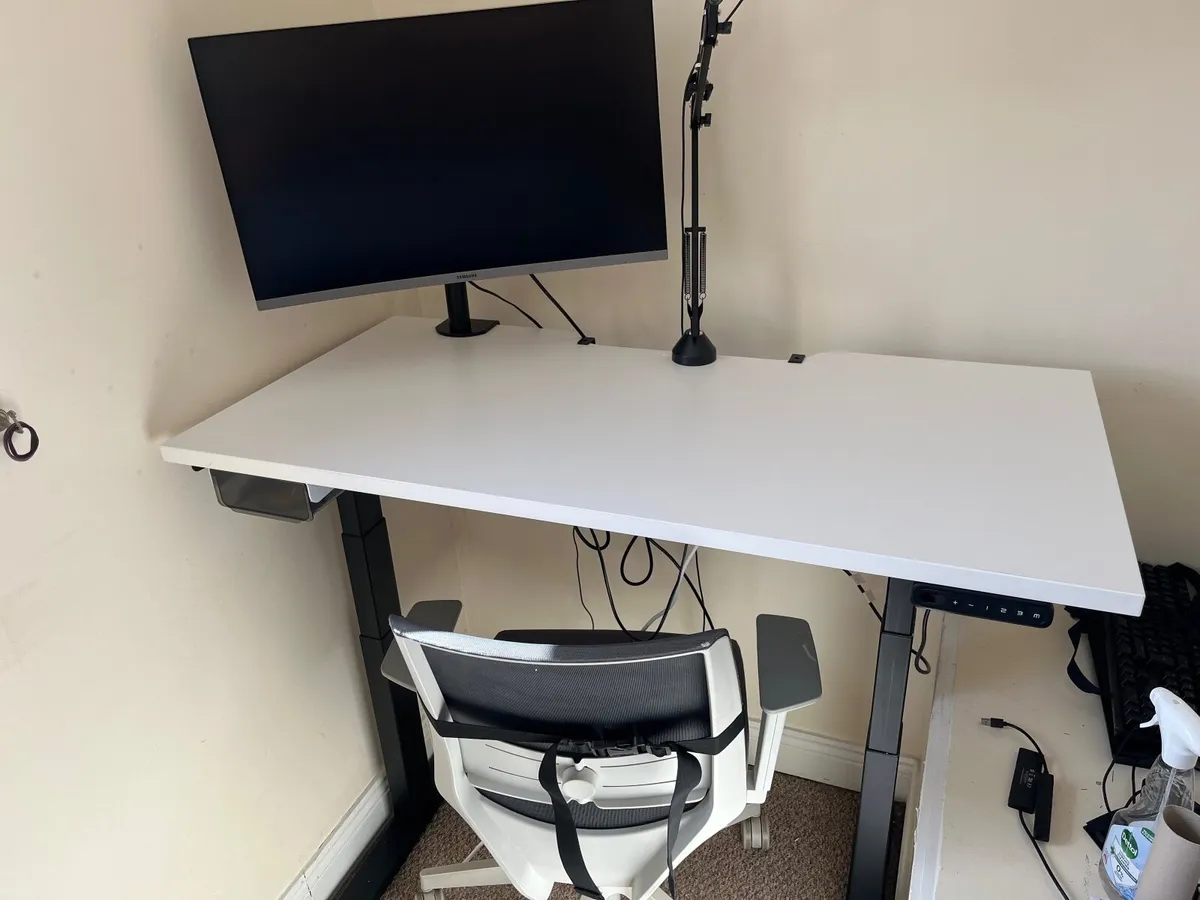 WFH Bundle - Sit Stand Desk, 27” Monitor, Chair - Image 2