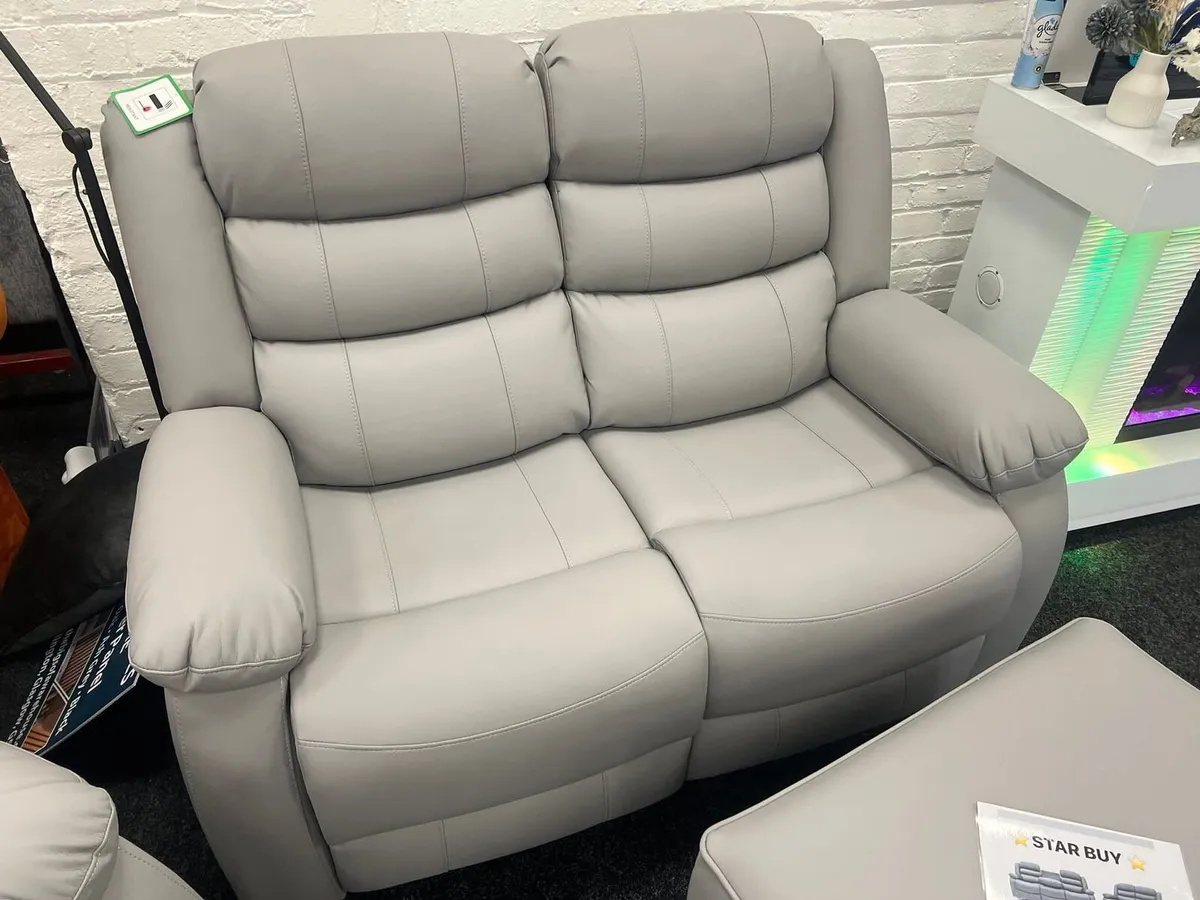 Light Grey Leather Recliner Sofa Sets - Image 4
