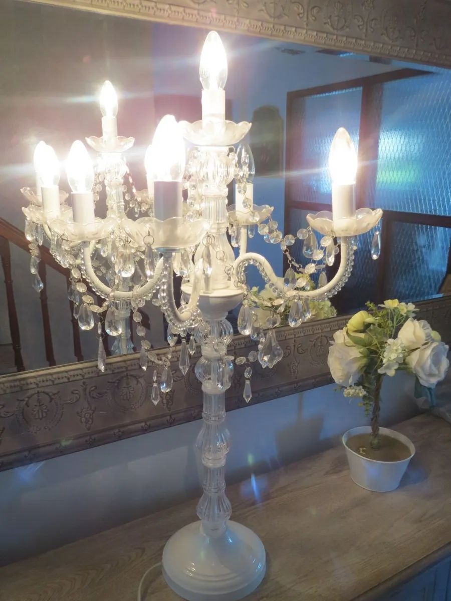 5 arms candelabra shabby chic lamp - Image 3