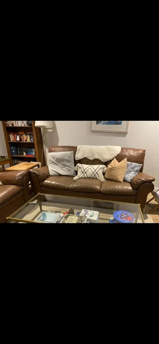 3 piece leather sofa in brown -Italsofa by Natuzzi - Image 1