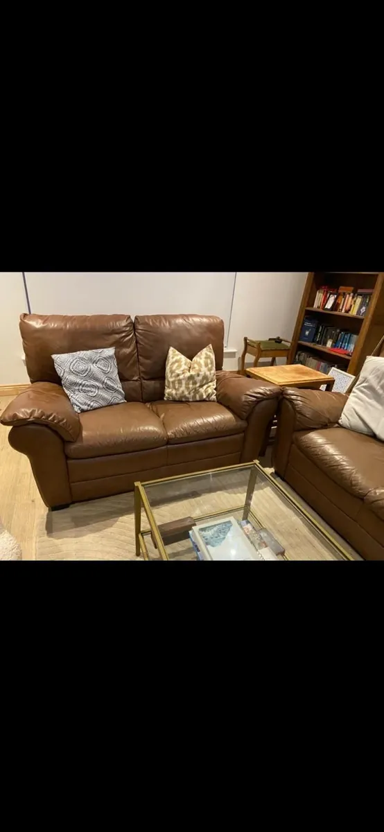 3 piece leather sofa in brown -Italsofa by Natuzzi - Image 2