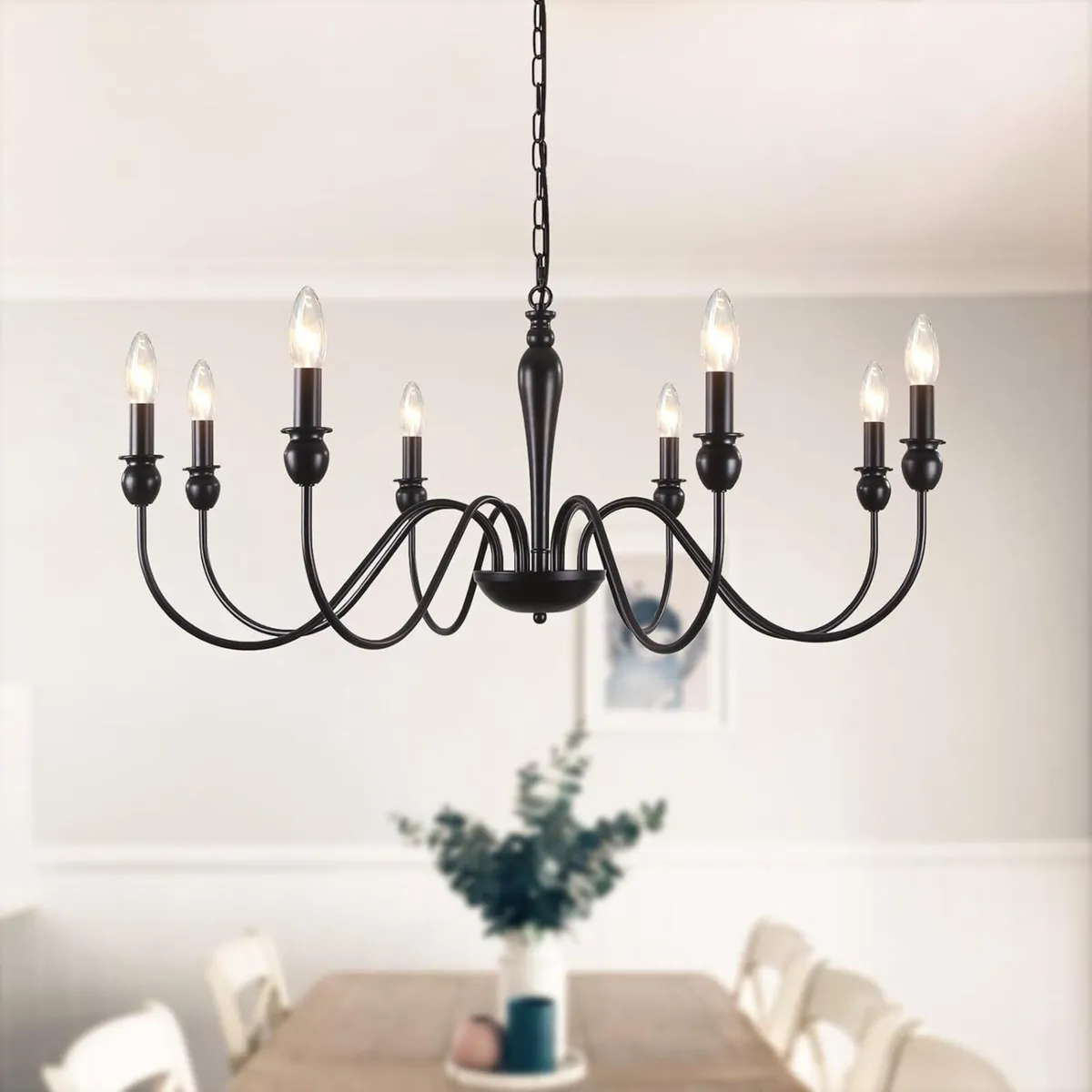 Black Chandelier 8-Light Farmhouse Chandeliers - Image 1