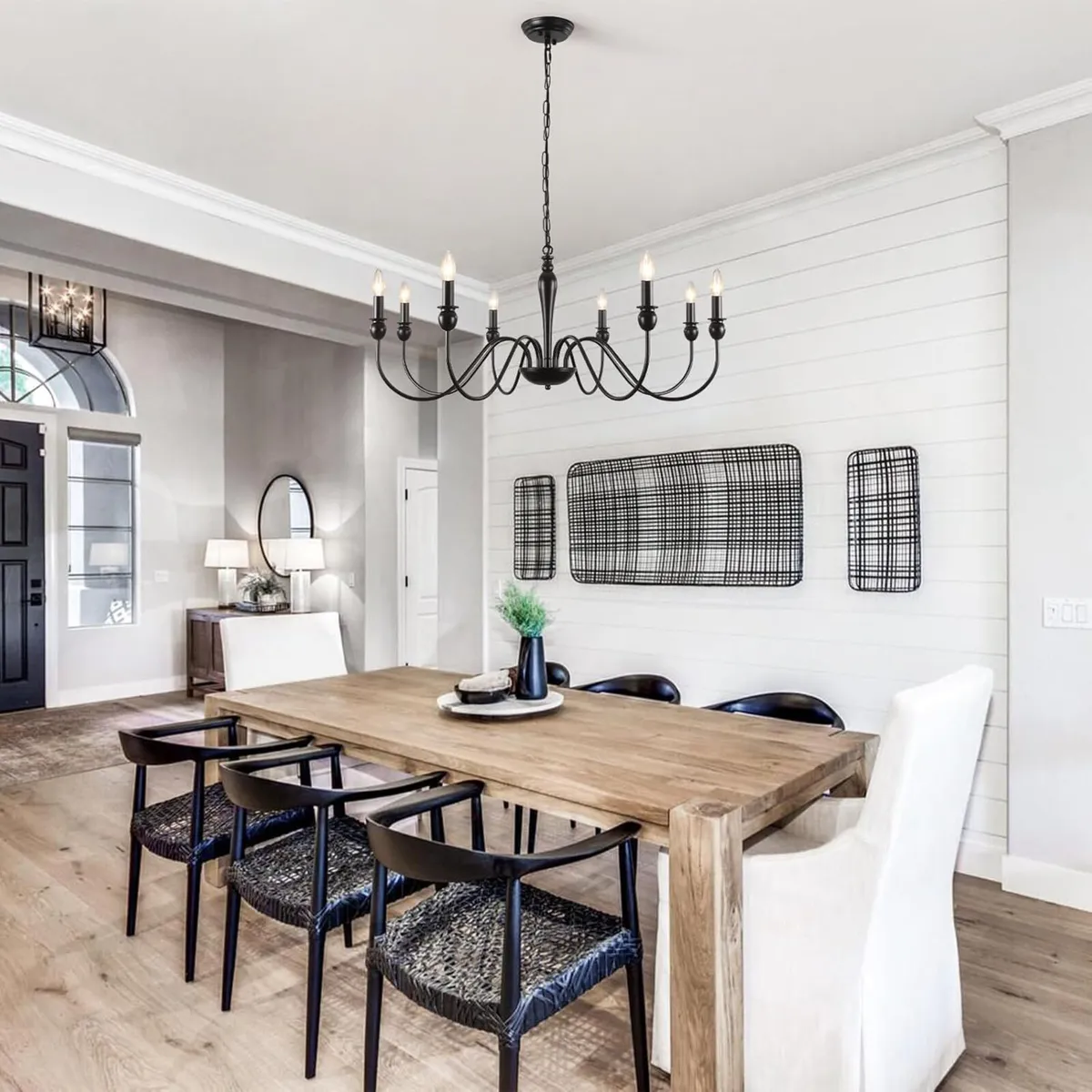 Black Chandelier 8-Light Farmhouse Chandeliers - Image 2