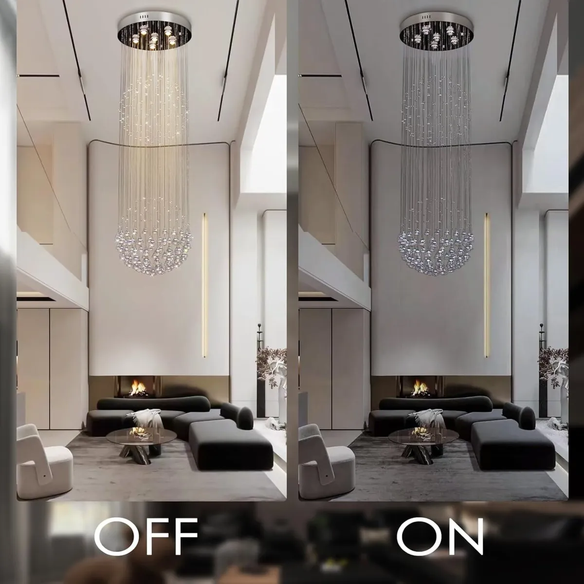 Long Drop Raindrop Crystal Chandelier 50 cm Wide - Image 3