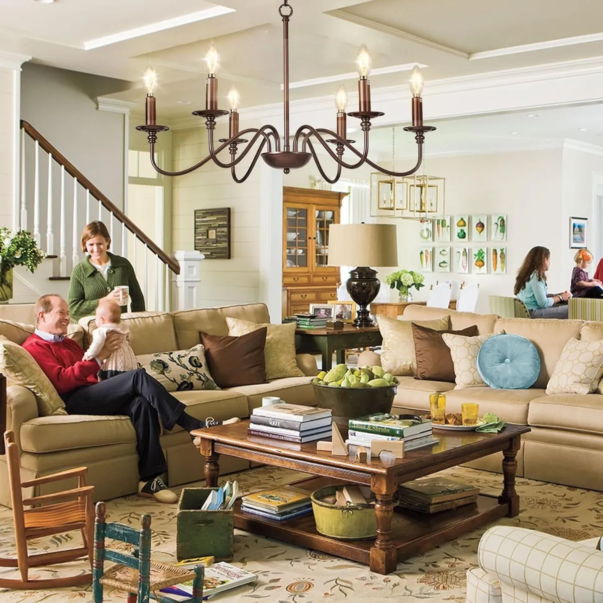 Brown Chandelier Light Fixture: 6-Light Modern - Image 3