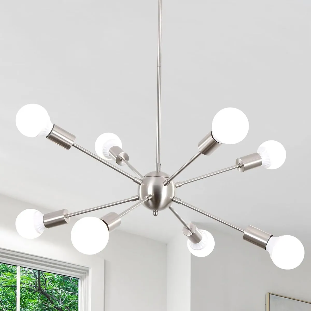 Nickel Sputnik Ceiling Light 8 Lights Chandeliers - Image 1
