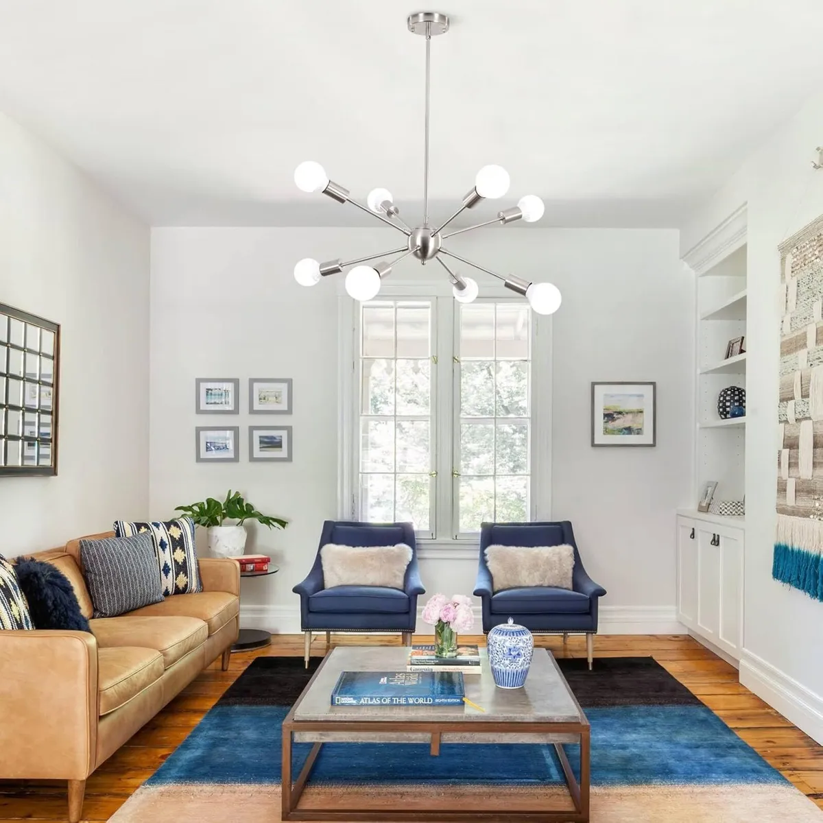 Nickel Sputnik Ceiling Light 8 Lights Chandeliers - Image 4