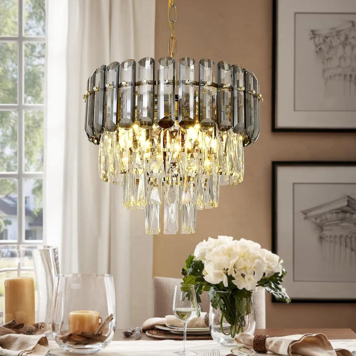Modern Black Crystal Chandelier Luxury Pendant - Image 1