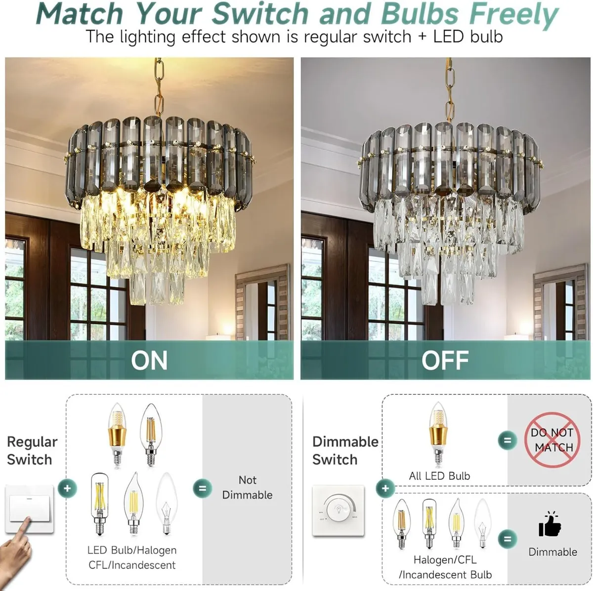 Modern Black Crystal Chandelier Luxury Pendant - Image 4