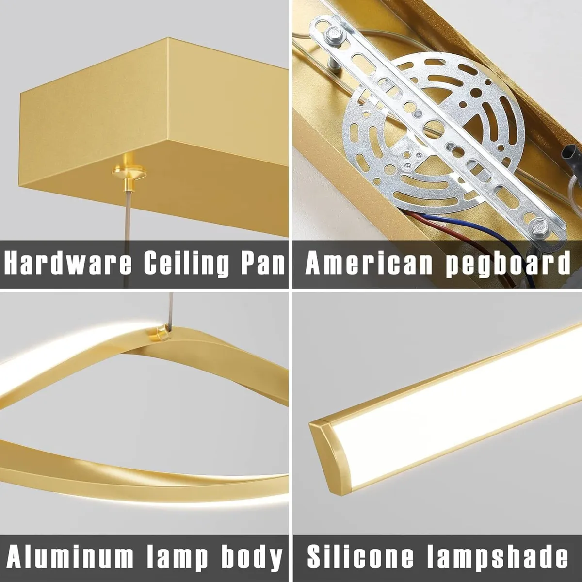 100CM Gold Kitchen Island Lights LED Wave Pendant - Image 3