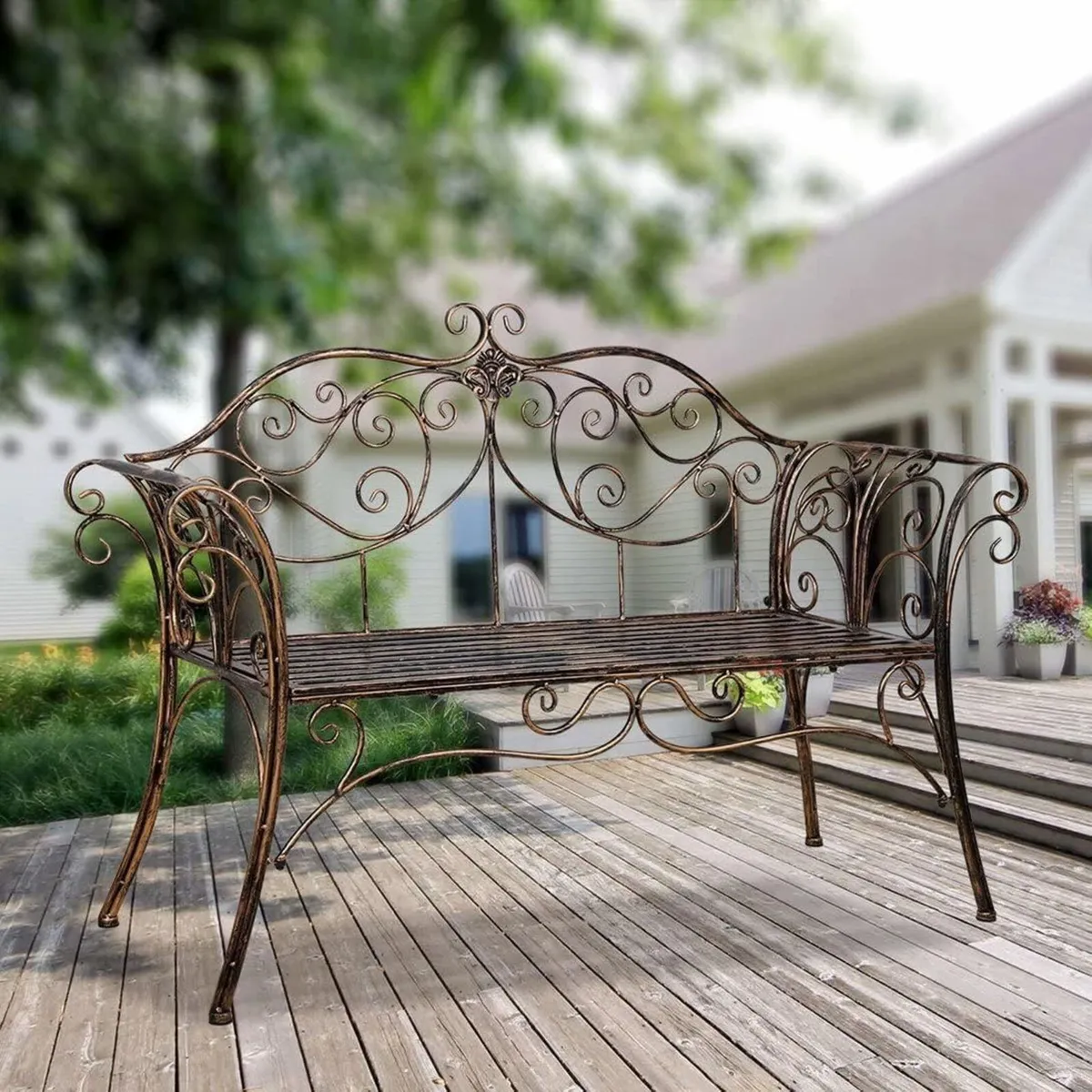 Metal Antique Garden Benches Clearance Outdoor - Image 2
