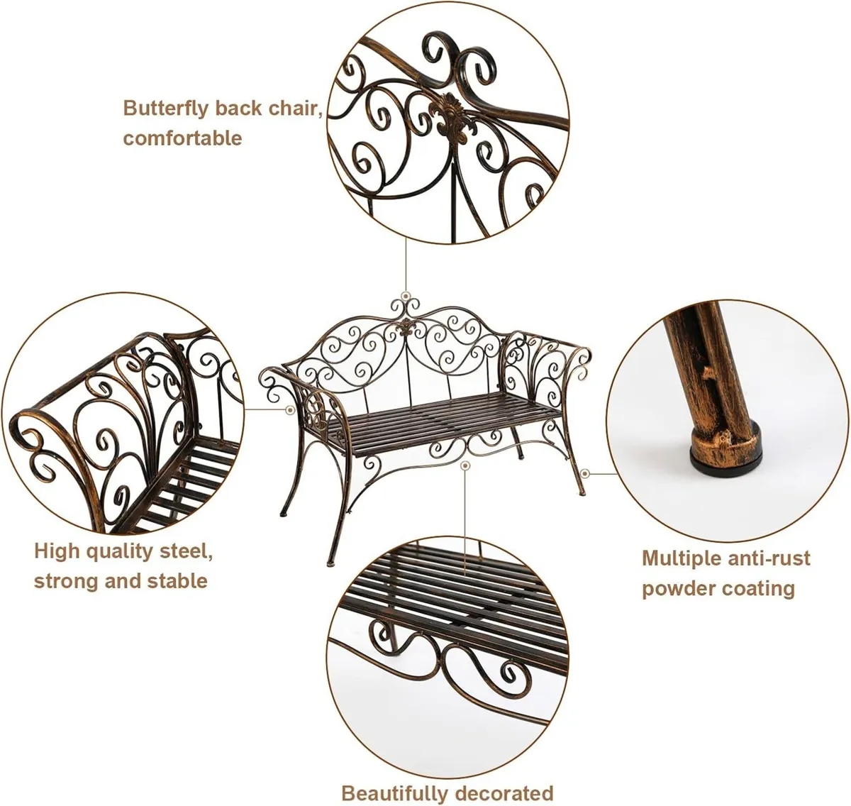 Metal Antique Garden Benches Clearance Outdoor - Image 4