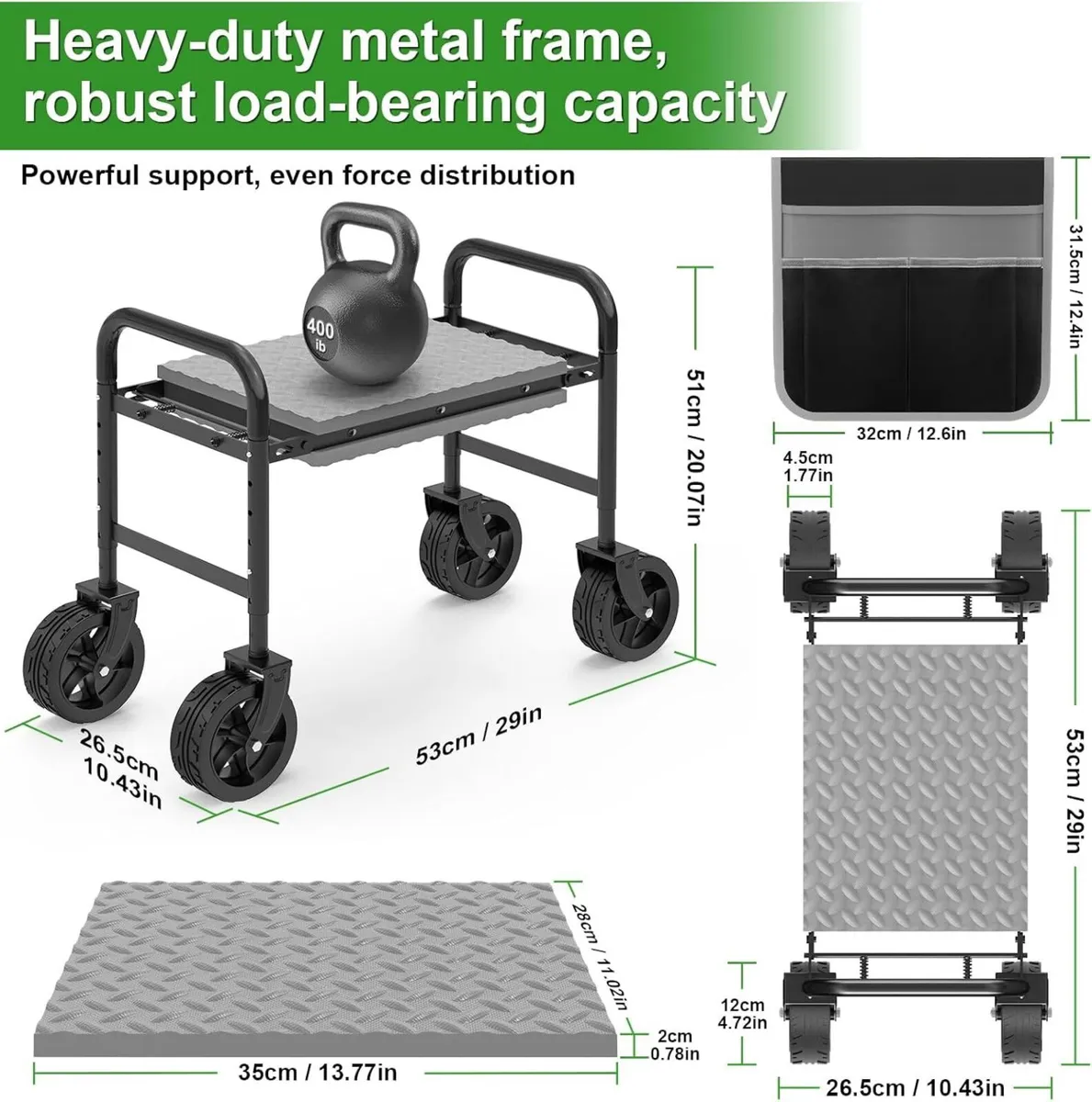 Garden Kneeler and Seat with 360degrees Wheels: - Image 2